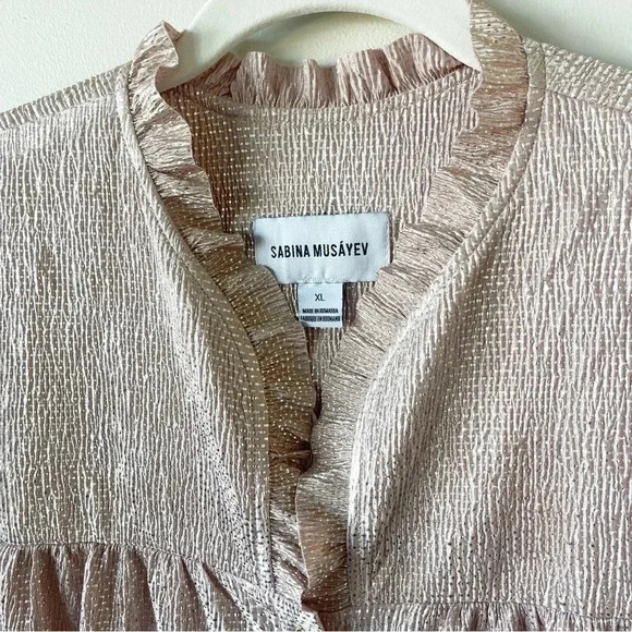 Sabina Musayev Merlaison Shine Blouse Rose Gold Size XL - Picture 2 of 6